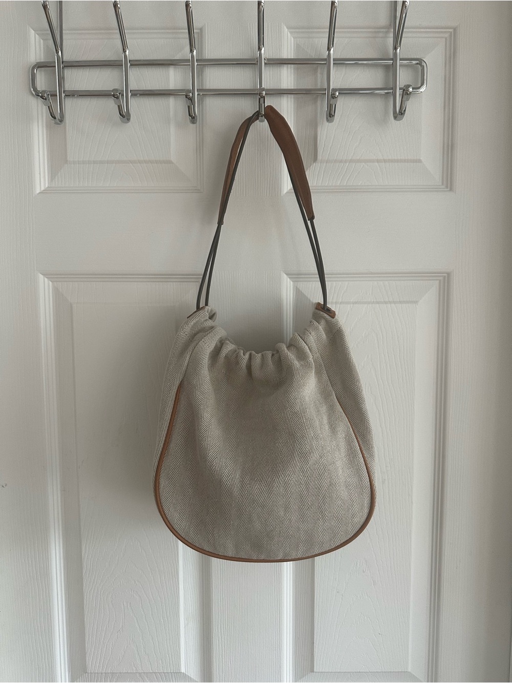 Hobo Shoulder Bag Trimmed in Leather